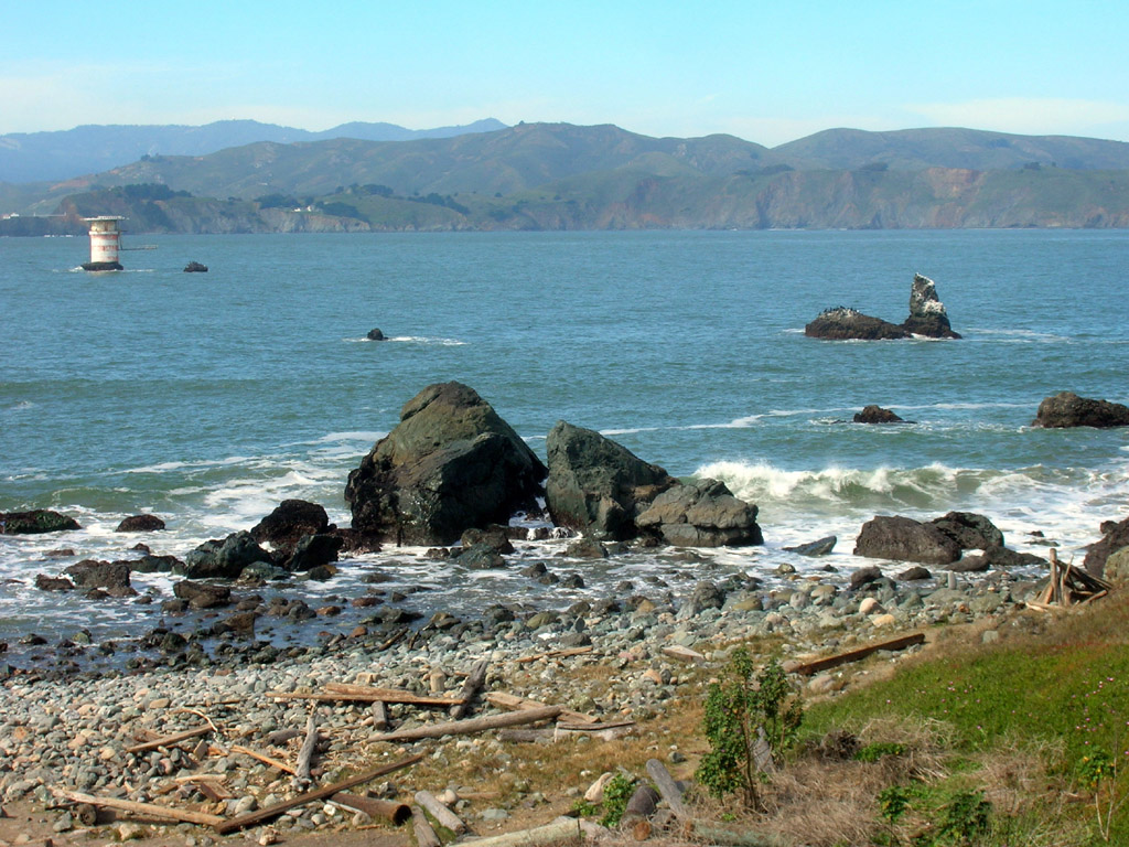 Mile Rock Beach and the decommissioned light