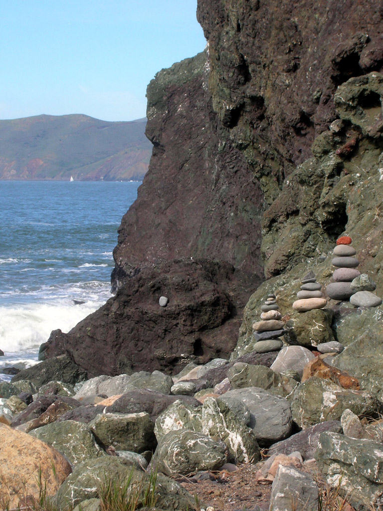 stones pile at Mile Rock Beach