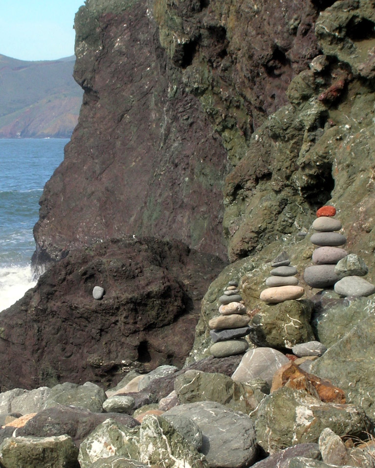 stones pile at Mile Rock Beach