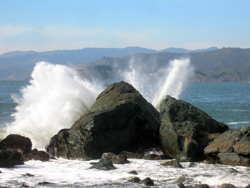 Mile Rock Light - waves CRASH!